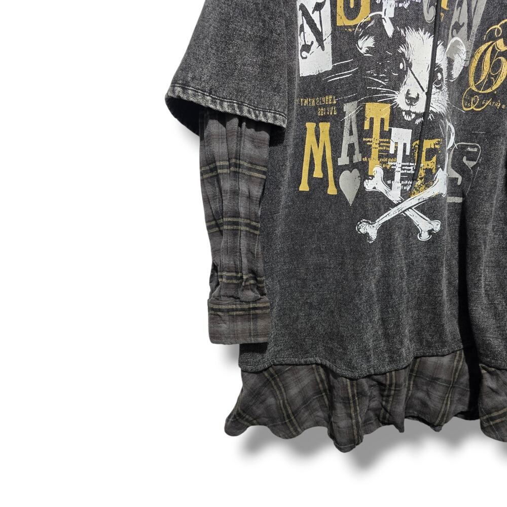 Hot Topic women's Nothing Matters Flannel Twofer Hoodie Dress - Picture 3 of 8